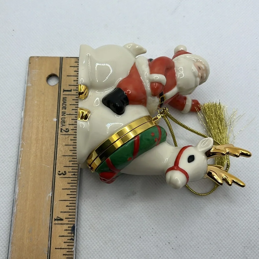 Lenox China Treasures ornament Santa Reindeer trinket